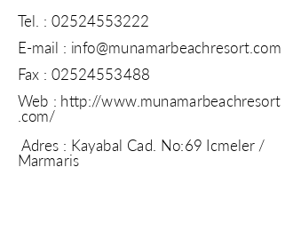 Club Munamar Beach Resort iletiim bilgileri